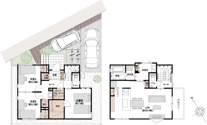 SEKISUI HOUSE noie 箕面萱野 7号地間取り図