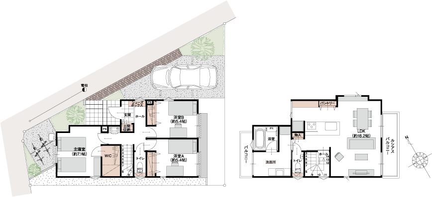 SEKISUI HOUSE noie 箕面萱野 9号地間取り図